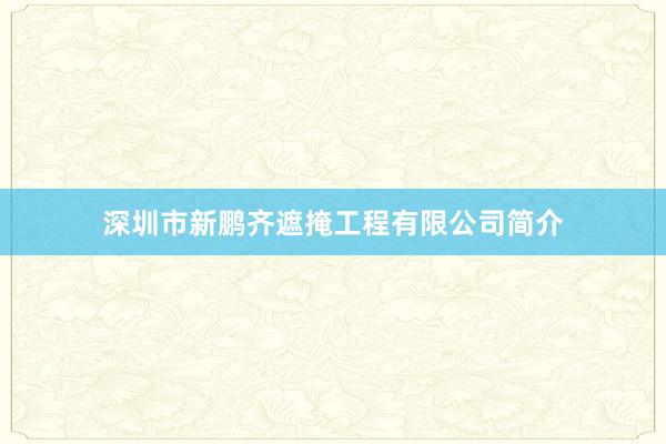 深圳市新鹏齐遮掩工程有限公司简介