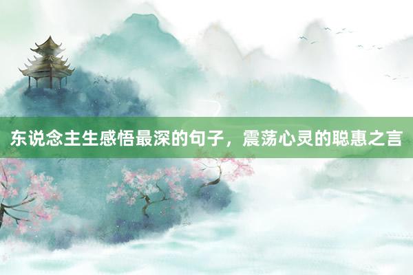 东说念主生感悟最深的句子，震荡心灵的聪惠之言